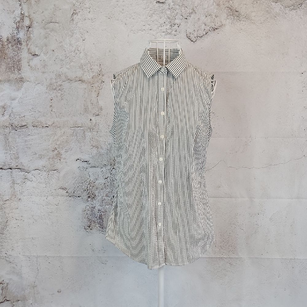 Banana Republic Riley Shirt Striped Sleeveless Button-Up  Womens Size 4